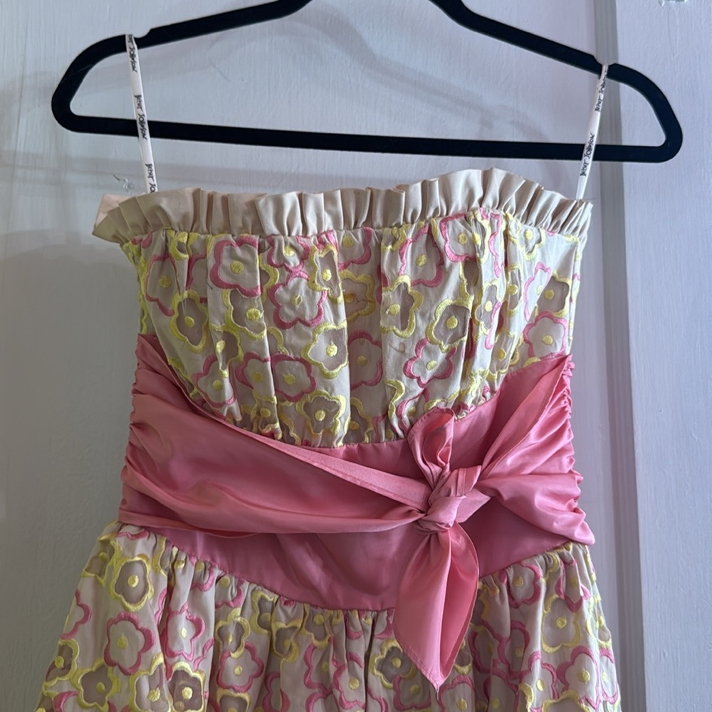 Betsey Johnson Evening Floral Strapless Dress - Size 4 - Picture 2 of 6